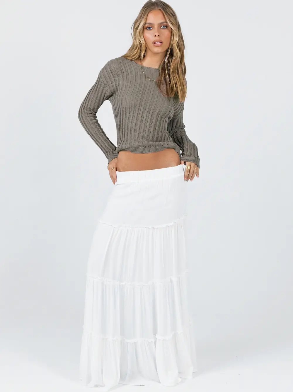 Miriah Maxi Skirt White Low Impact