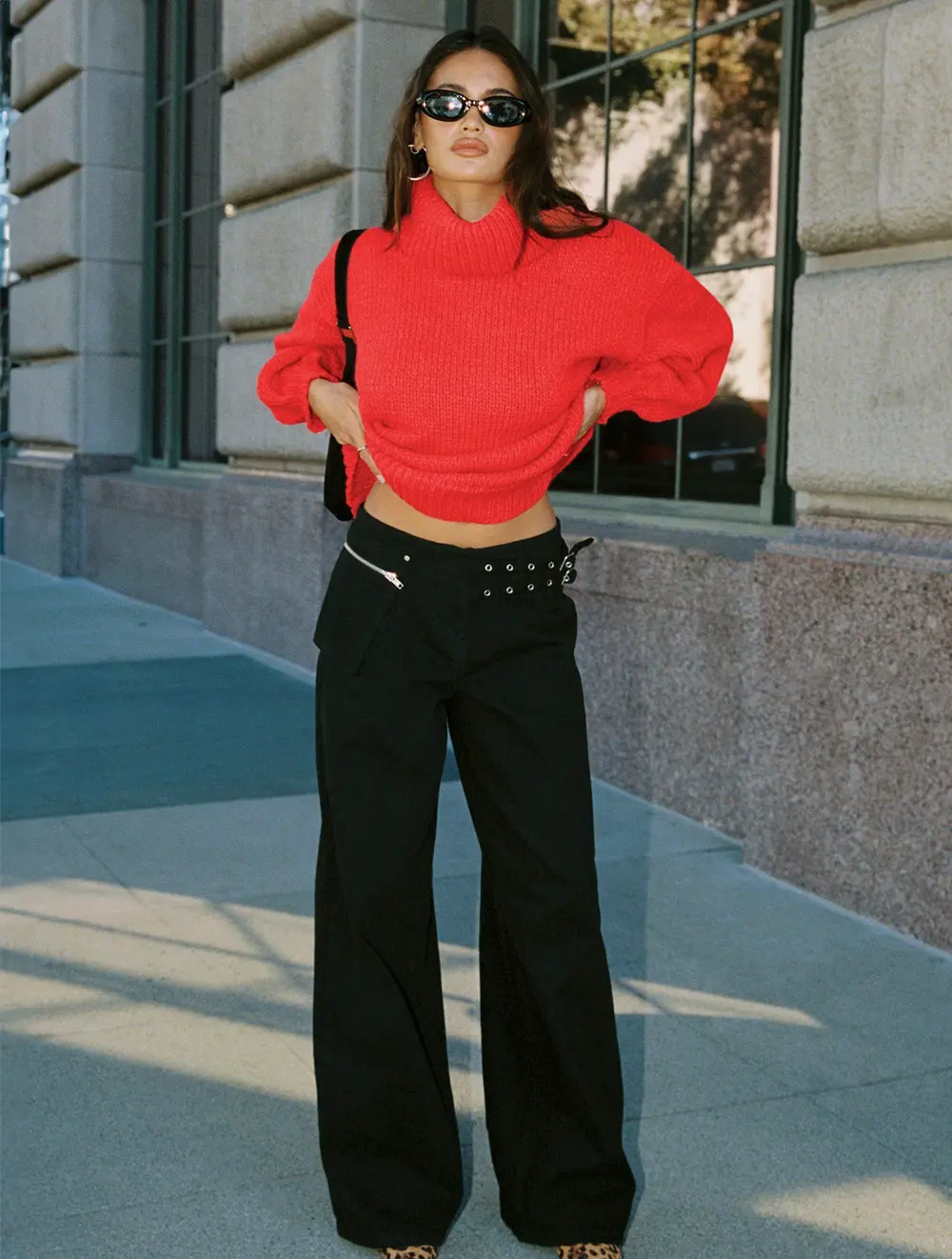 Paltrow Mid Rise Wide Leg Cargo Jeans Black