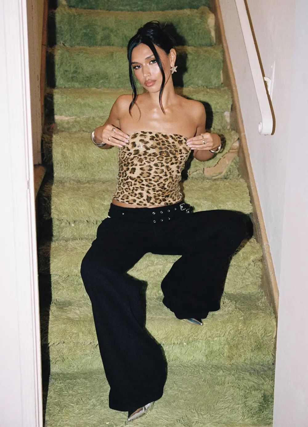 Paltrow Mid Rise Wide Leg Cargo Jeans Black