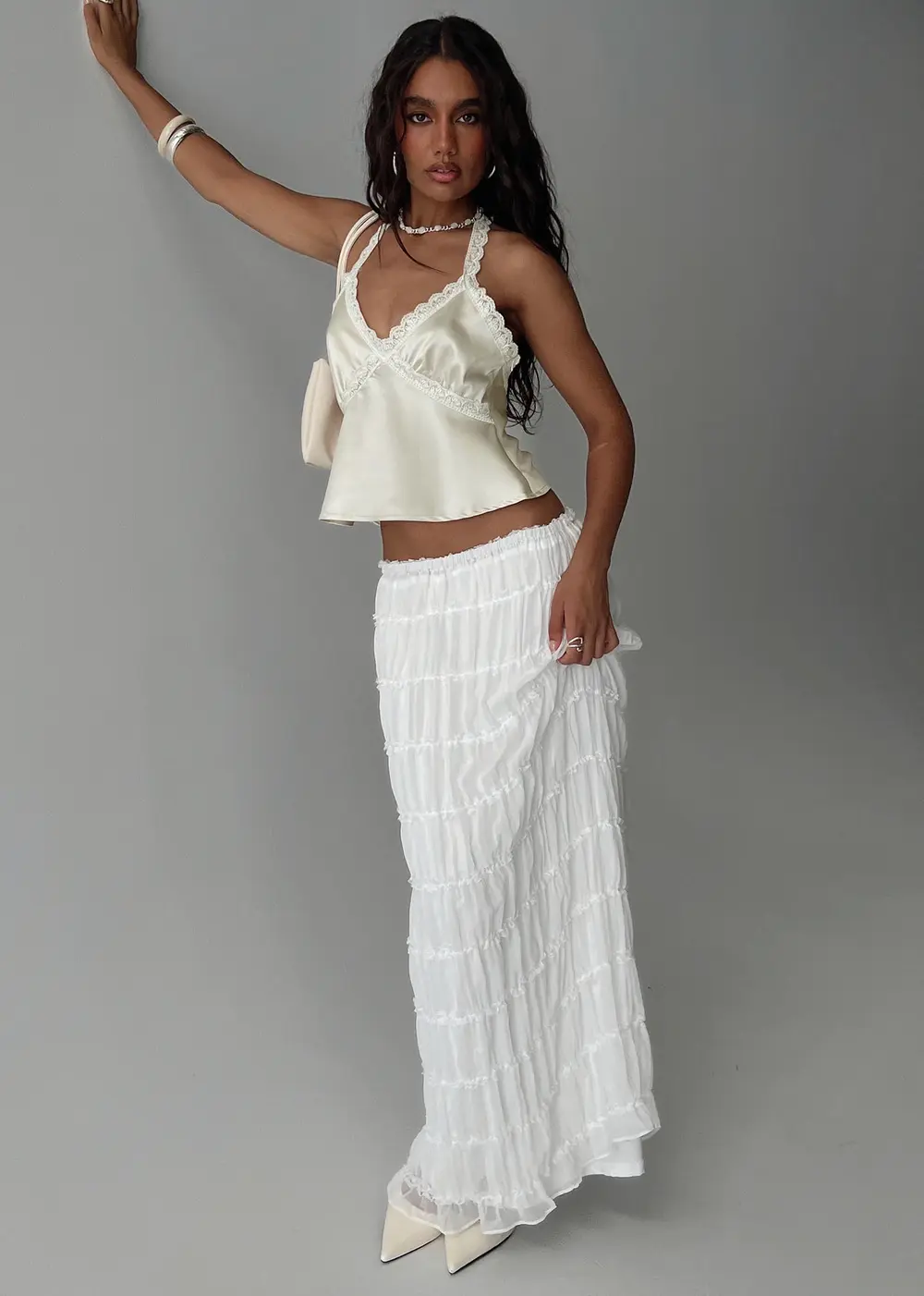 Estefania Maxi Skirt White