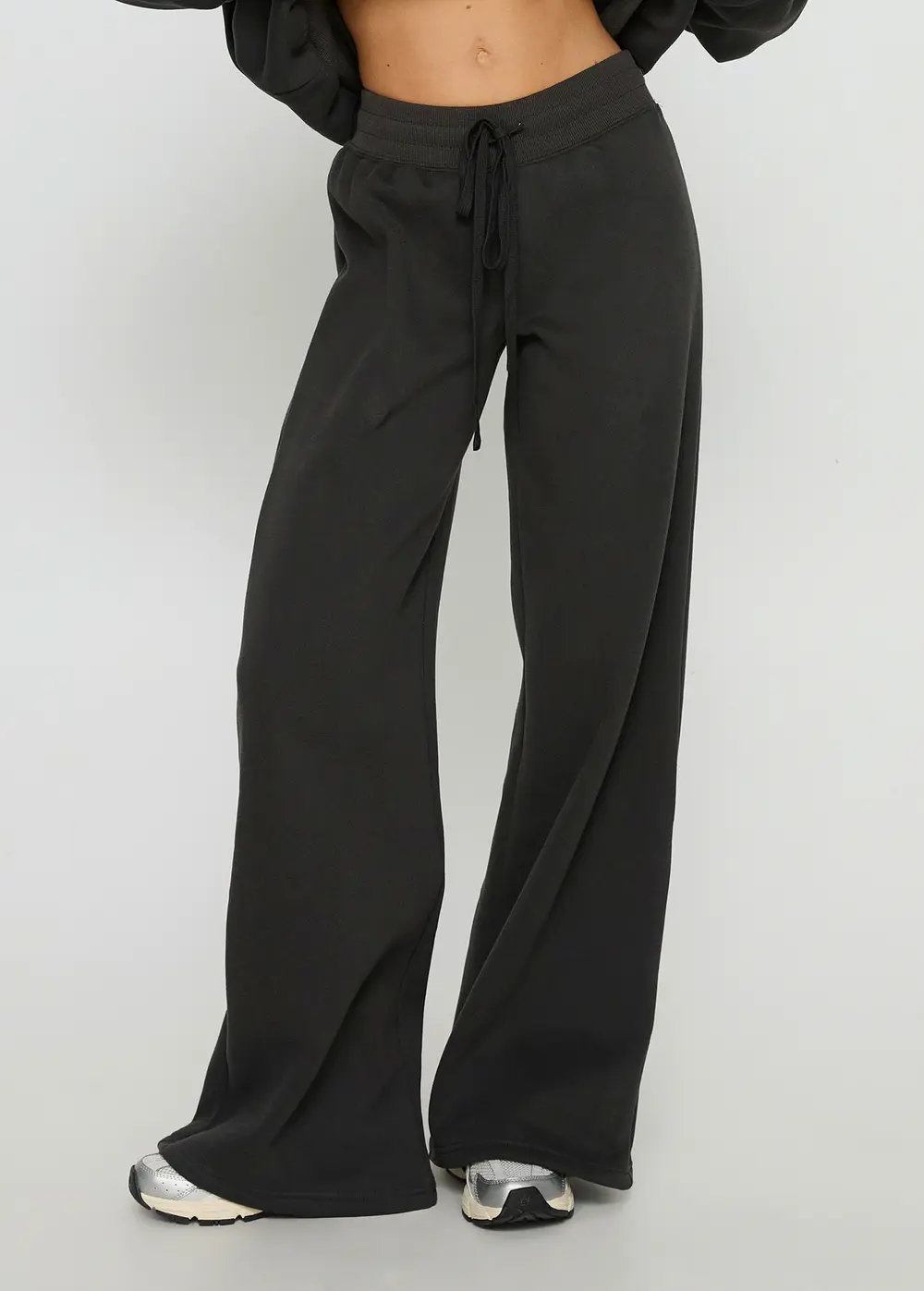 Princess Polly Stargirl Wide Leg Sweat Pants Charcoal