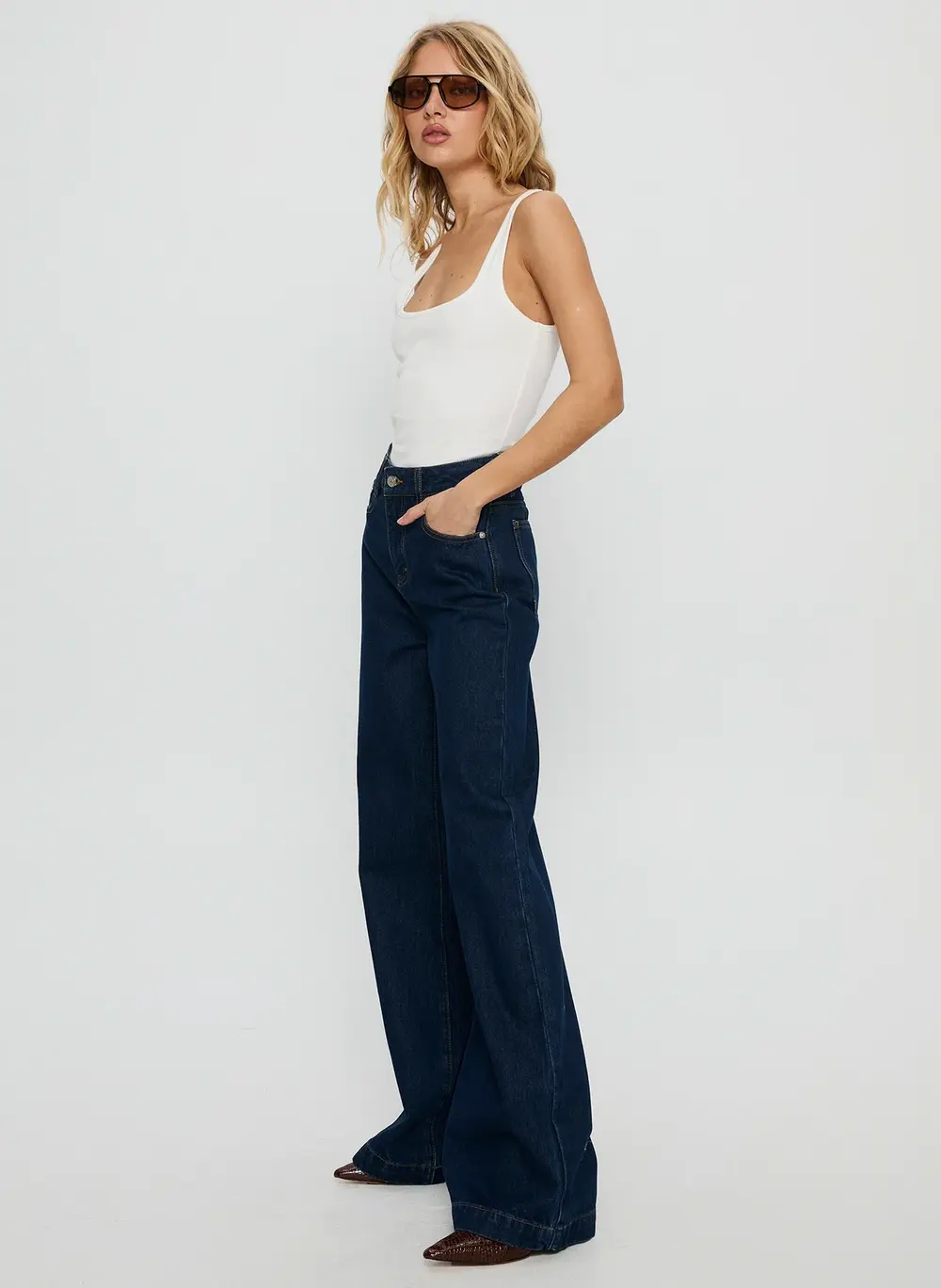 Goldie High Rise Wide Leg Jeans Indigo