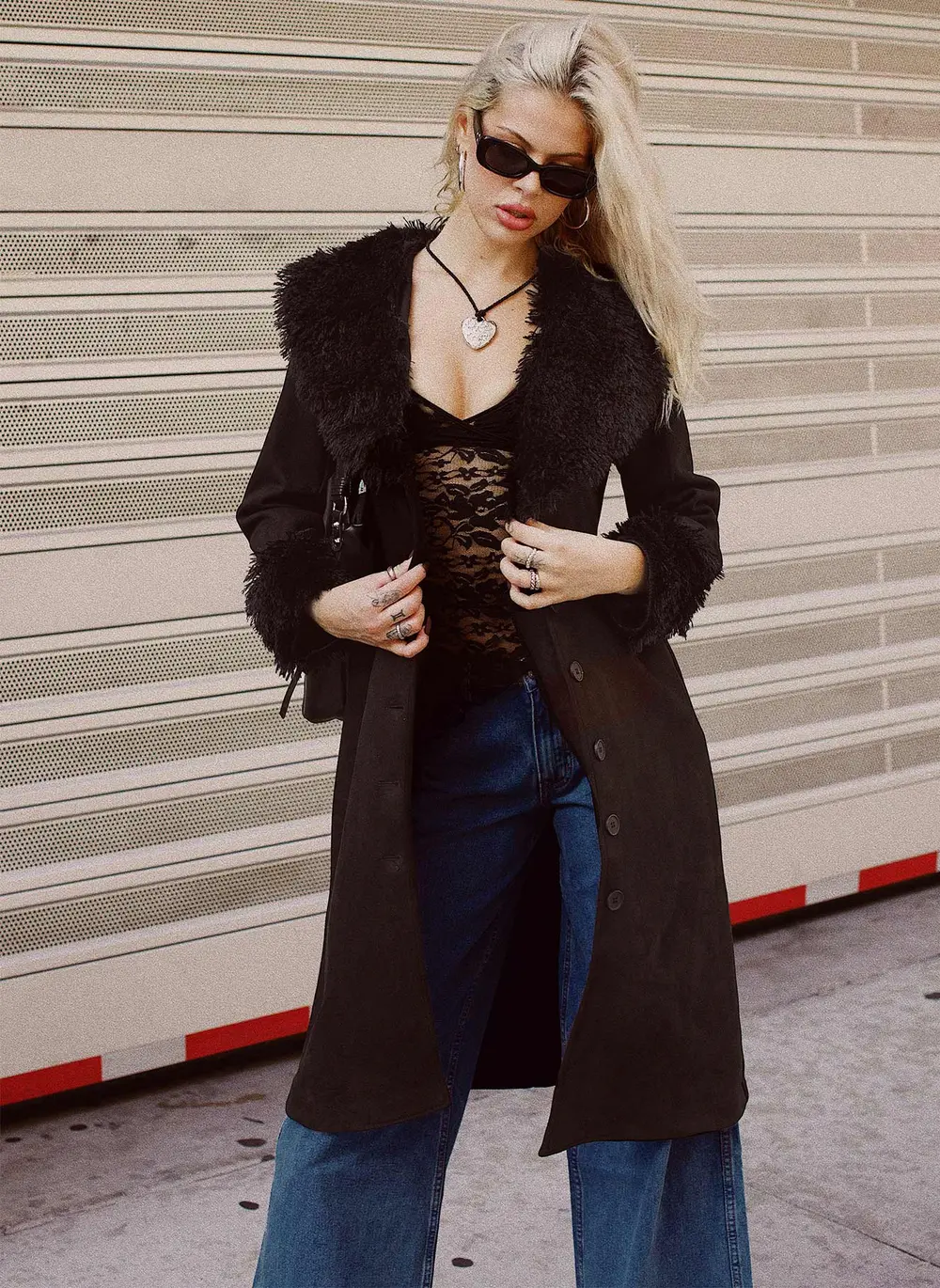 After Party Shearling Jacket Black