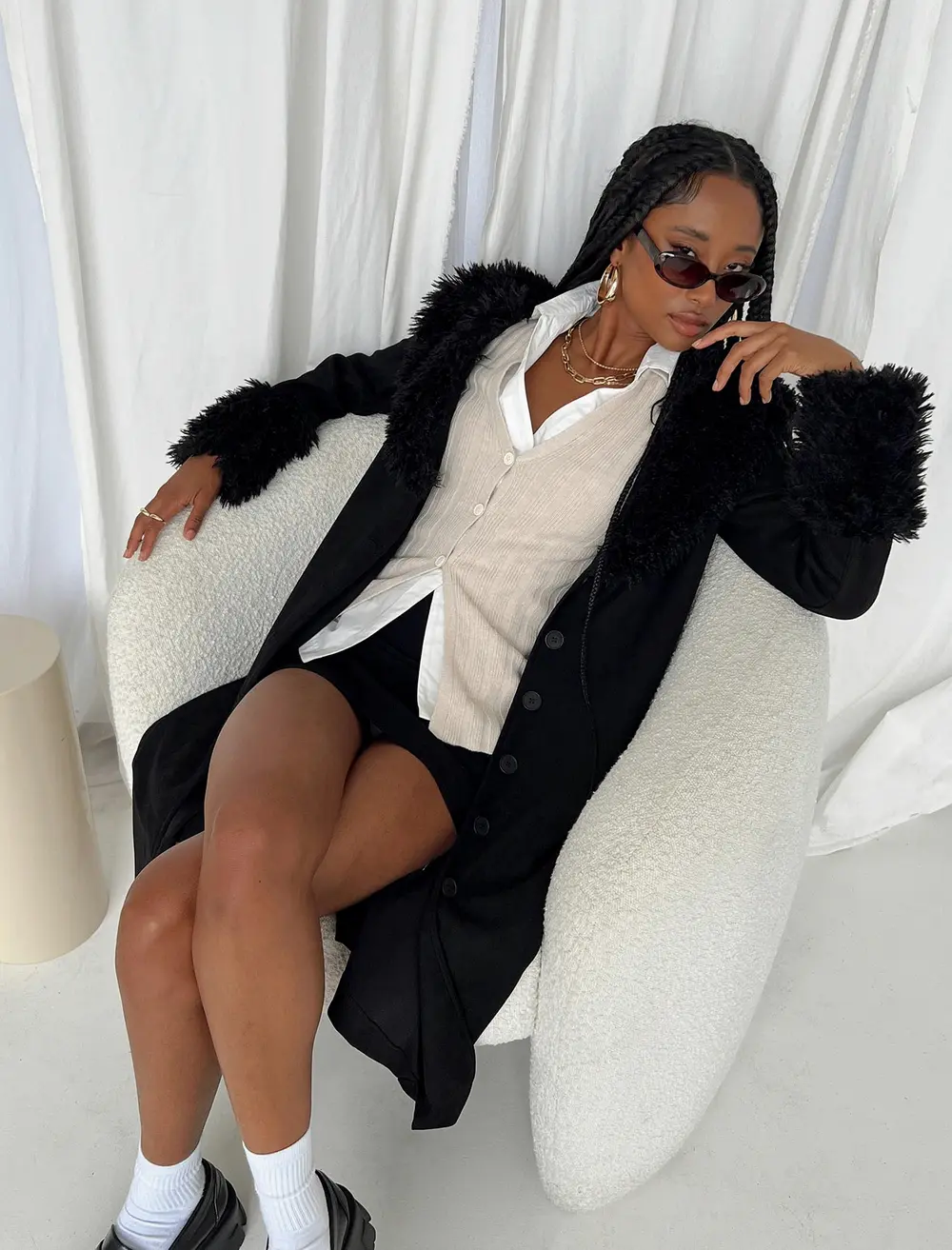 After Party Shearling Jacket Black