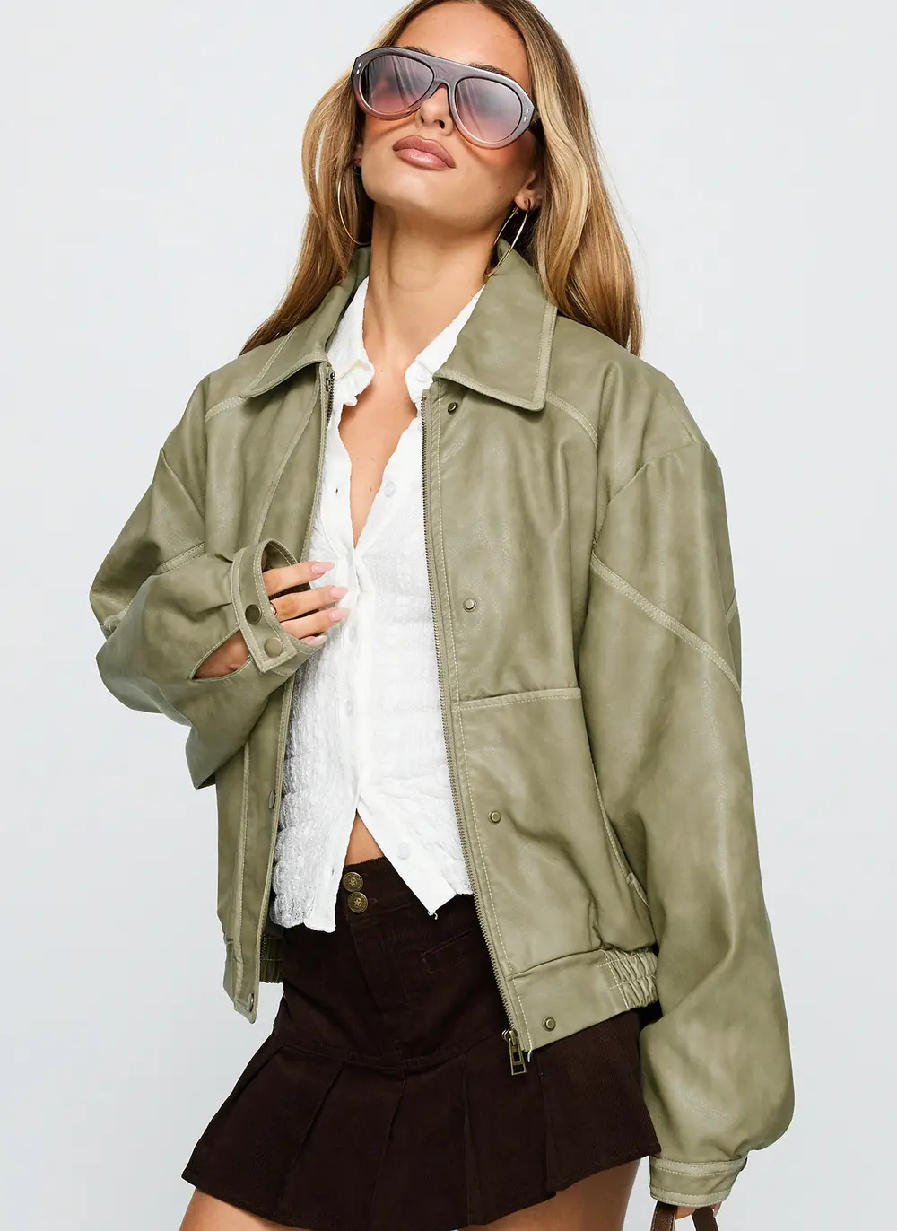 Jaxton Faux Leather Jacket Taupe