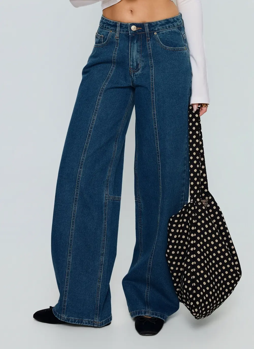 Lando Low Rise Straight Leg Jeans Mid Blue Wash