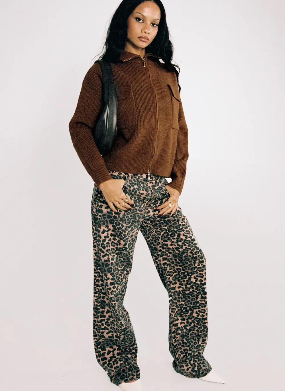 Top Model Low Rise Straight Leg Jeans Leopard