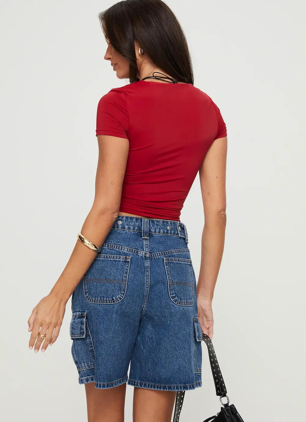 Mika Carpenter Denim Shorts Mid Wash