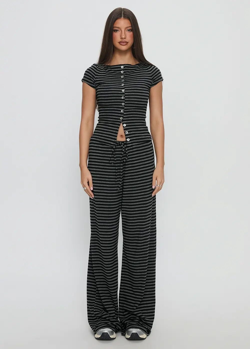Gavrielle Jersey Wide Leg Pants Stripe