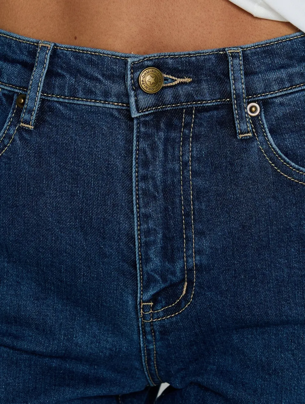 Cindee High Rise Cropped Jeans Mid Blue Wash