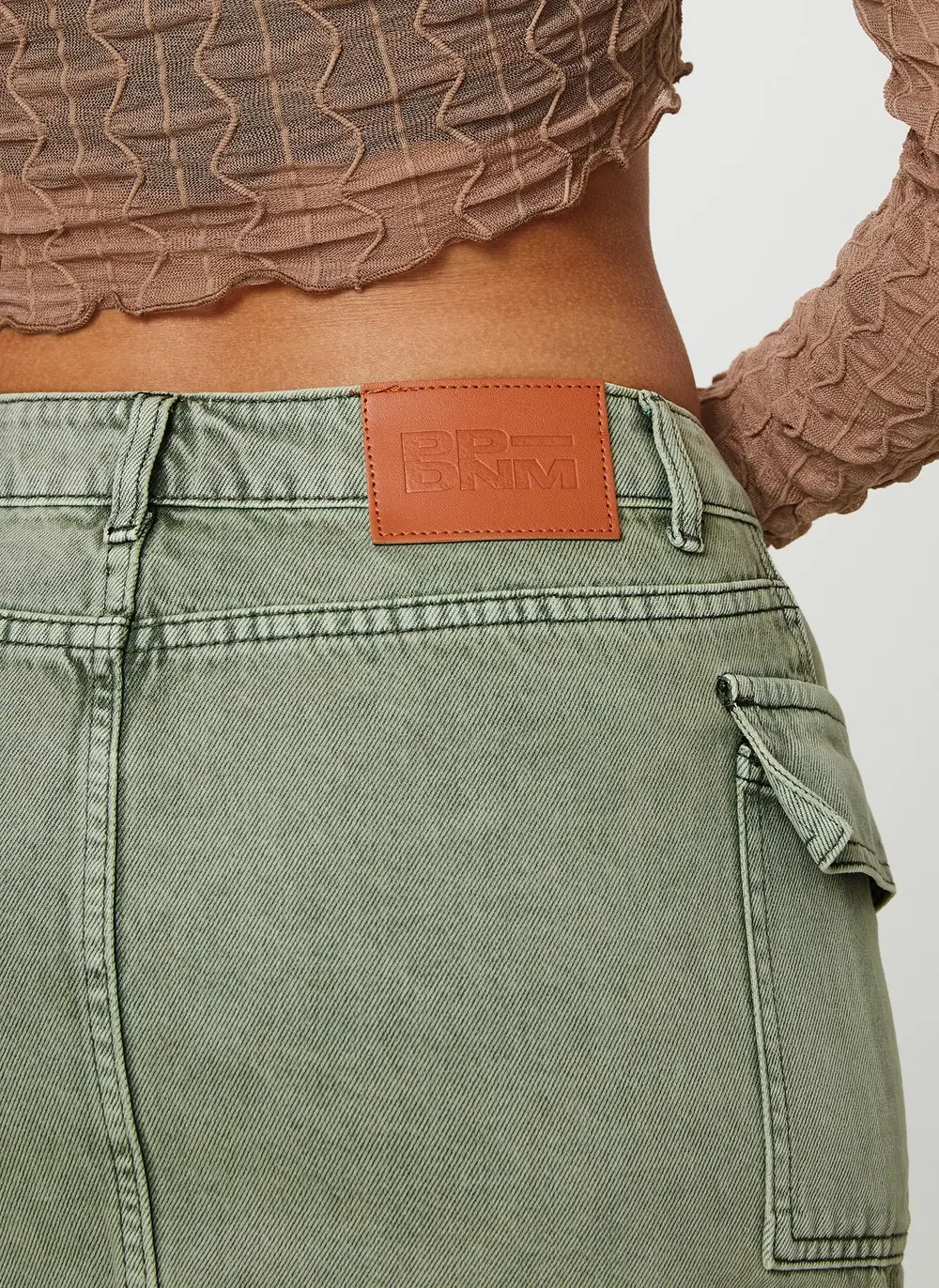 Zakai Cargo Denim Mini Skirt Green