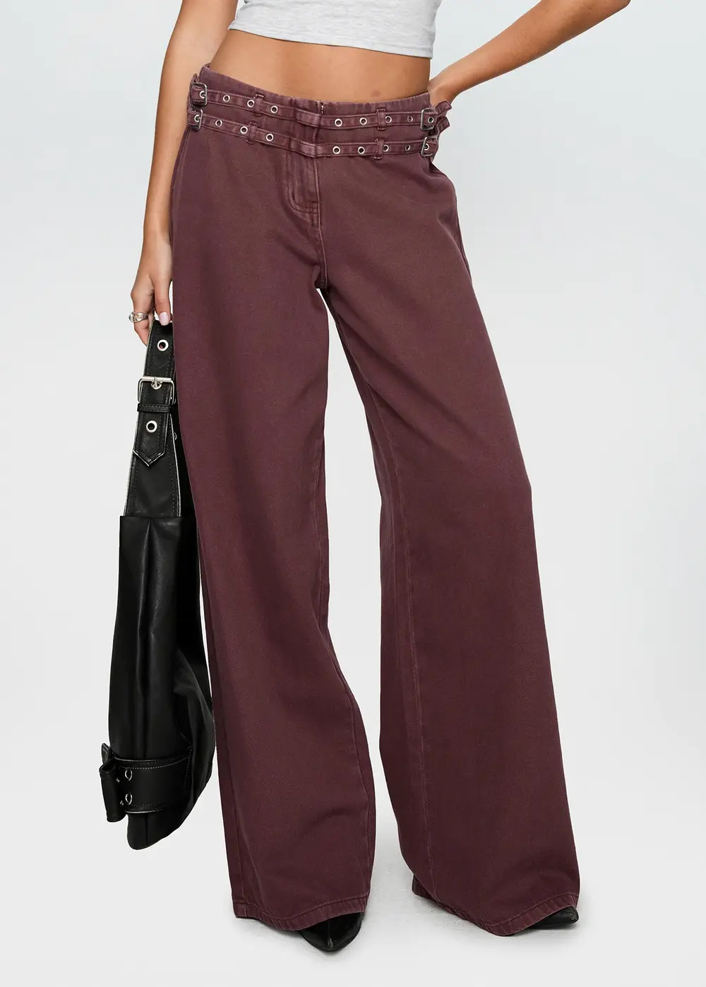 Baccarat Mid Rise Wide Leg Belted Pant Chocolate