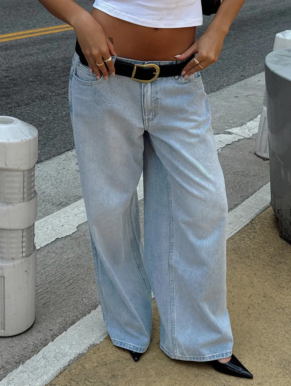 Ramos Low Rise Wide Leg Jeans Light Blue Wash Petite