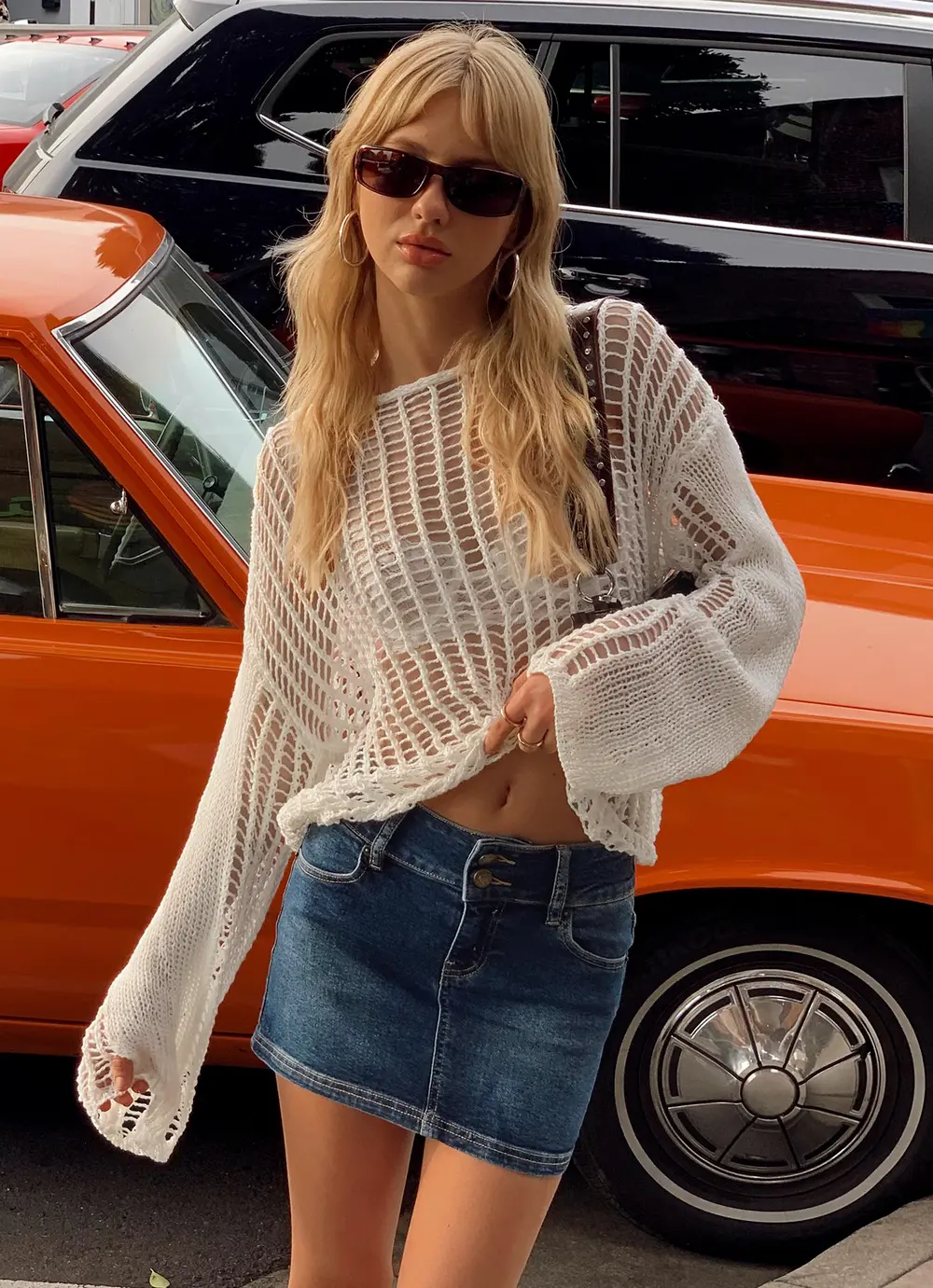 Faya Low Rise Denim Mini Skirt Dark Blue