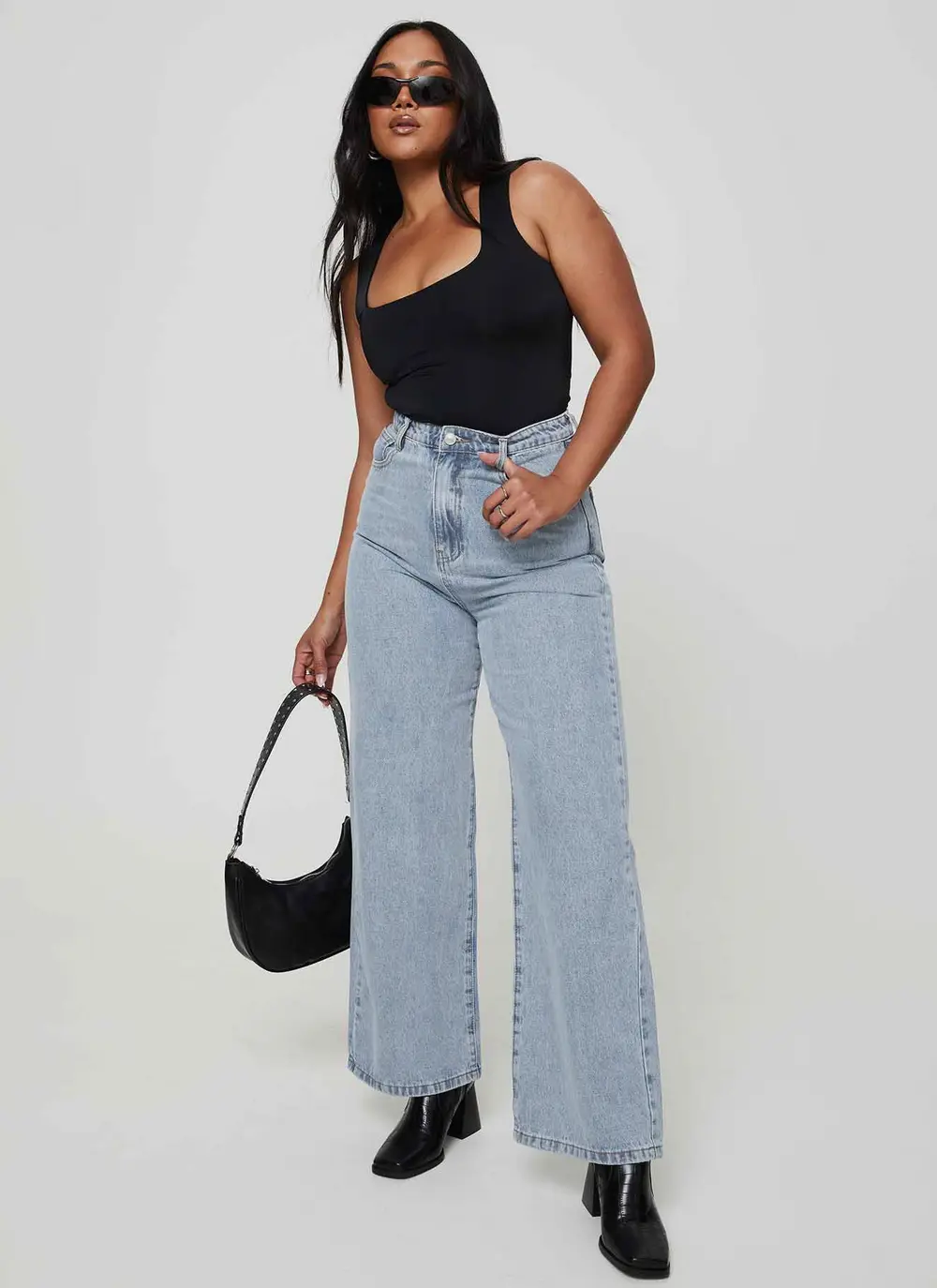 Nicolo High Rise Straight Leg Jeans Light Blue Wash