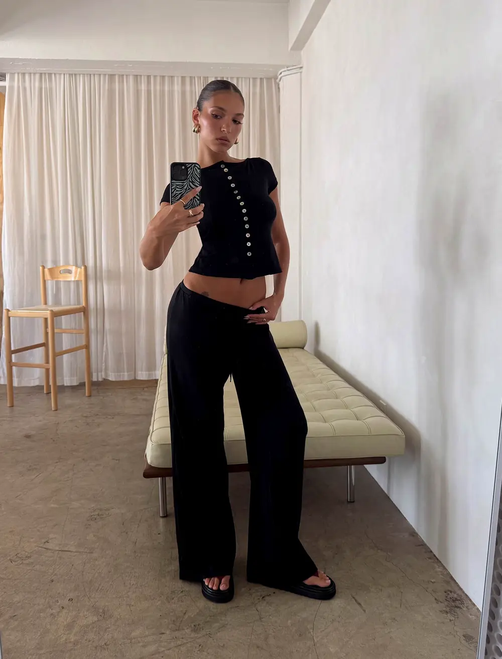 Gavrielle Jersey Wide Leg Pants Black