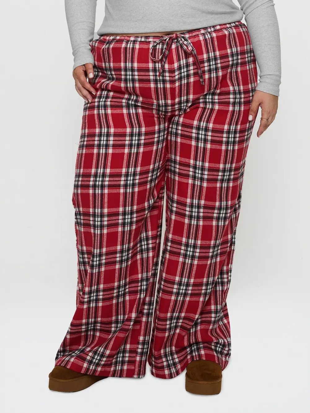In The Morning Sleep Pant Red Check Curve
