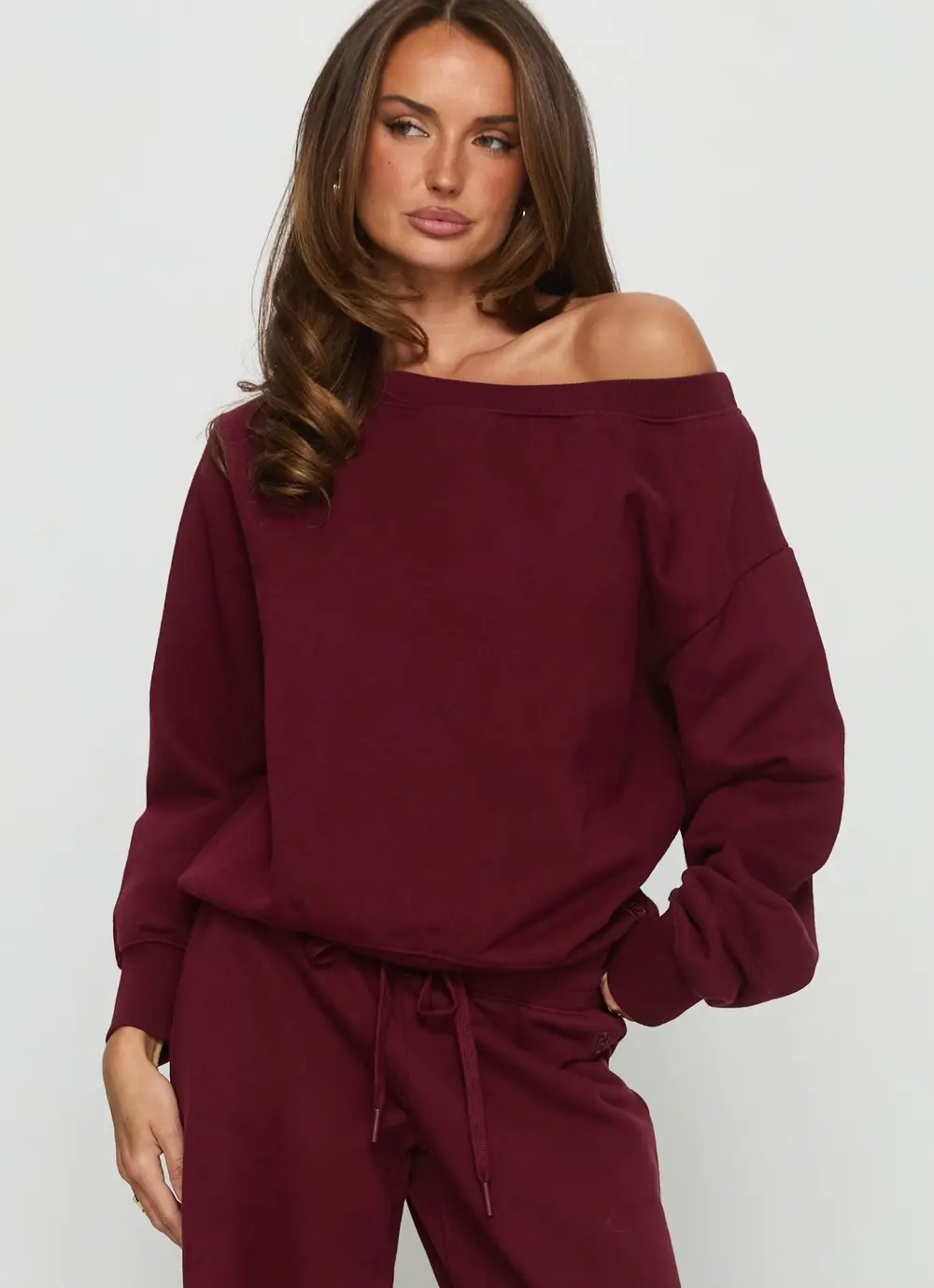 Wellness Off the Shoulder Jumper Currant