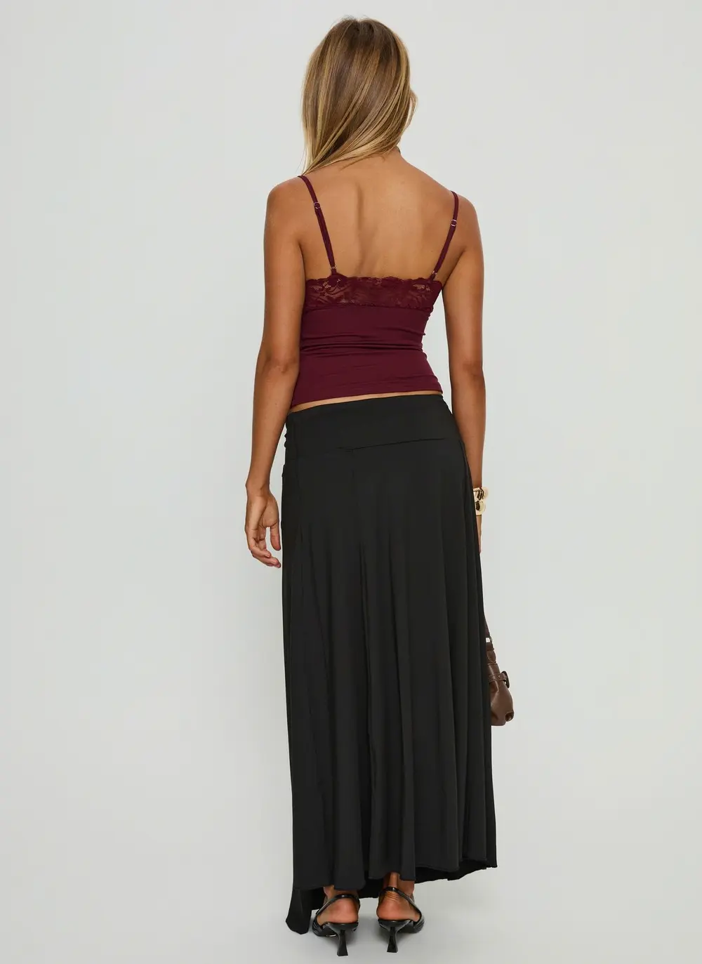 Nola Hardware Slit Maxi Skirt Black