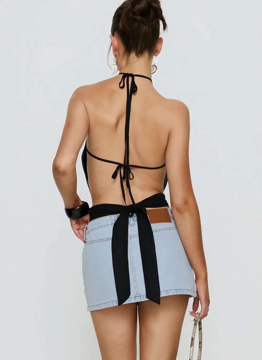 Baxon Low Rise Micro Denim Skort Light Blue Wash