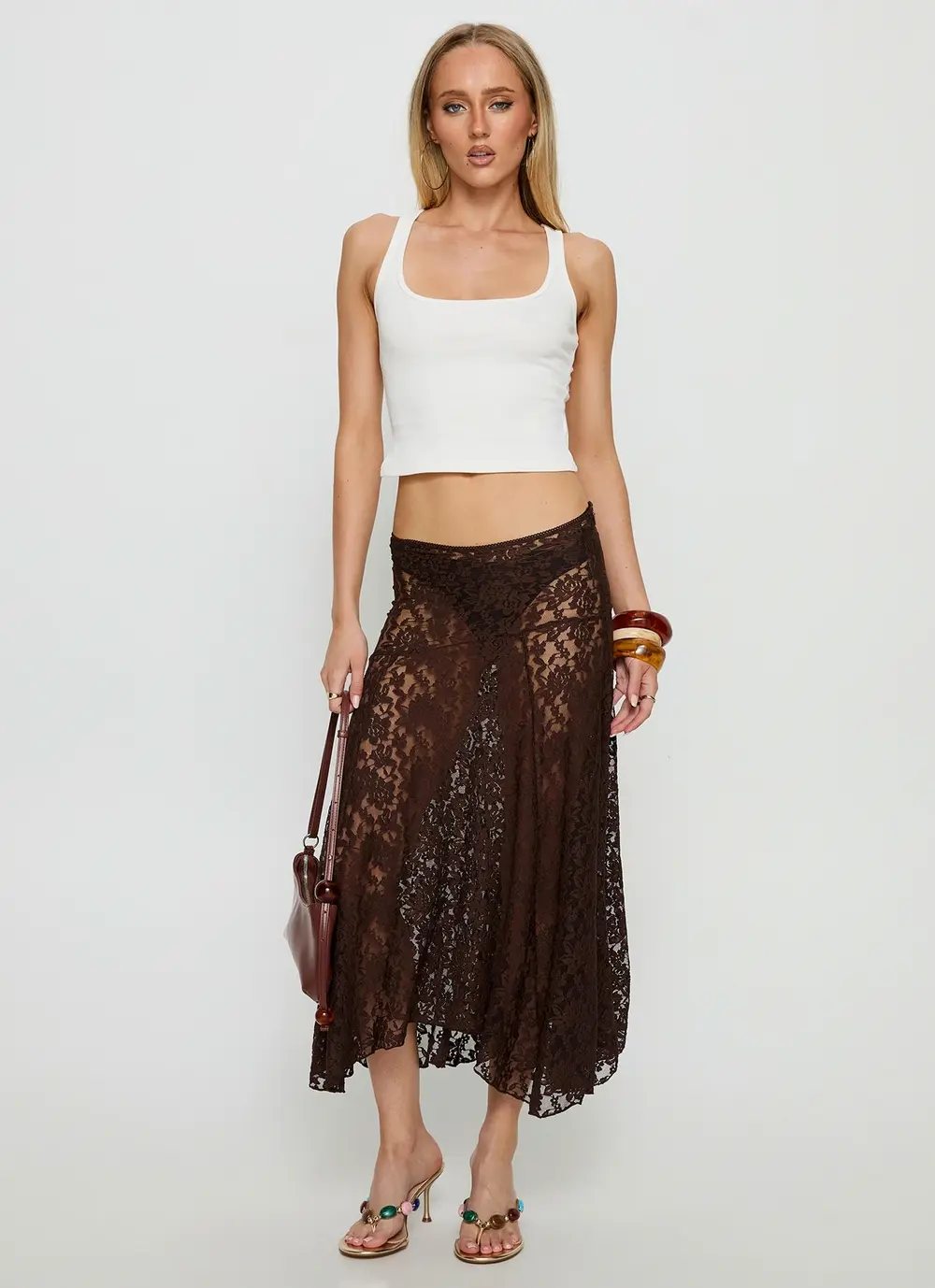 Tidal Midi Skirt Chocolate
