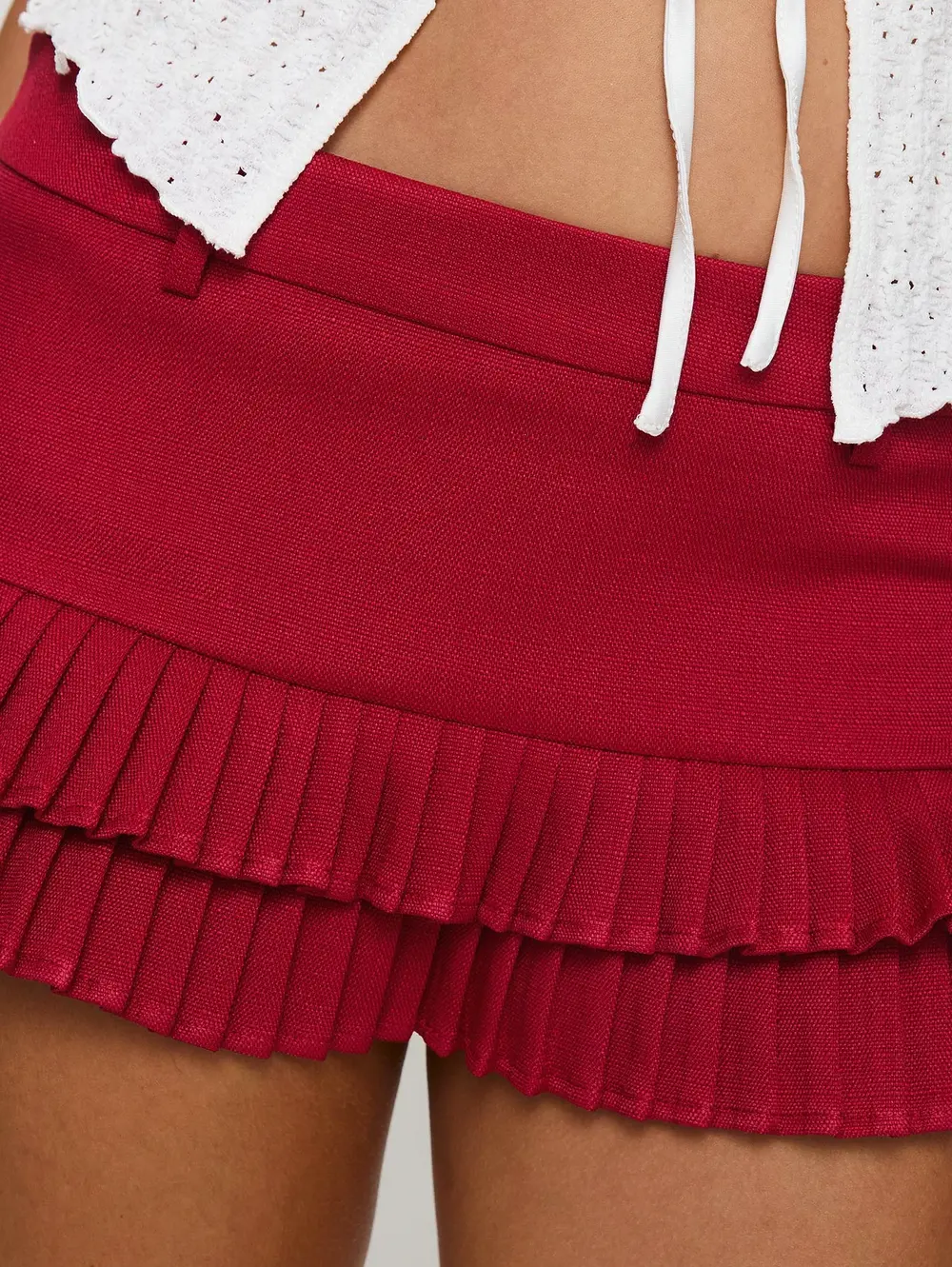 Deei Double Ruffle Mini Skort Poppy Red