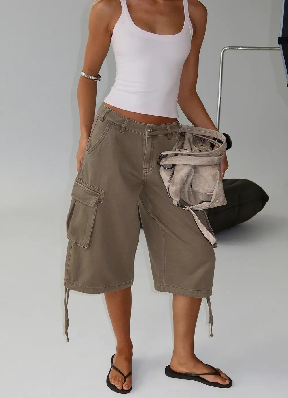 Hudsen Longline Cargo Shorts Khaki