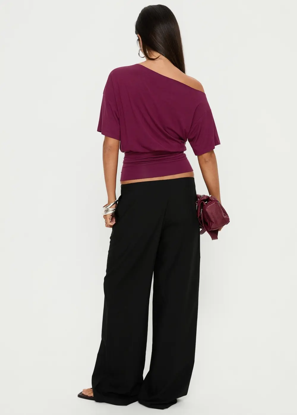 Khane Low Rise Wide Leg Pant Black