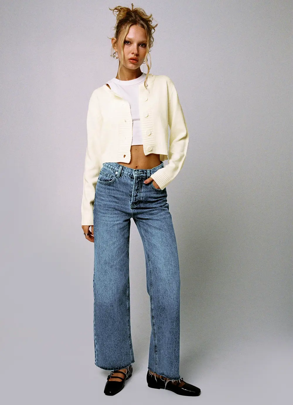 Fawcett High Rise Straight Leg Jeans Mid Blue Wash