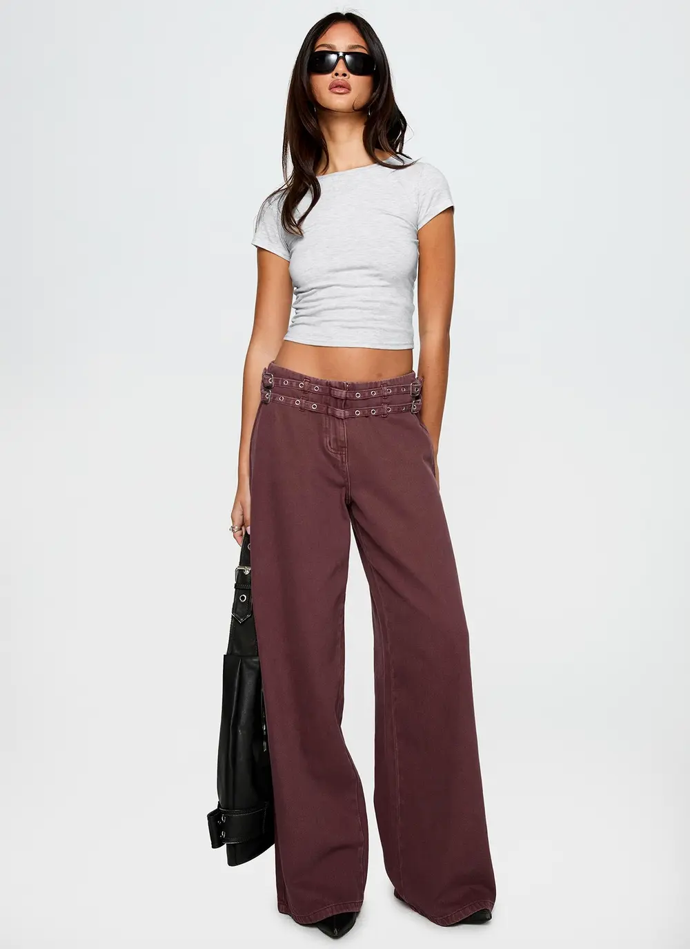 Baccarat Mid Rise Wide Leg Belted Pant Chocolate