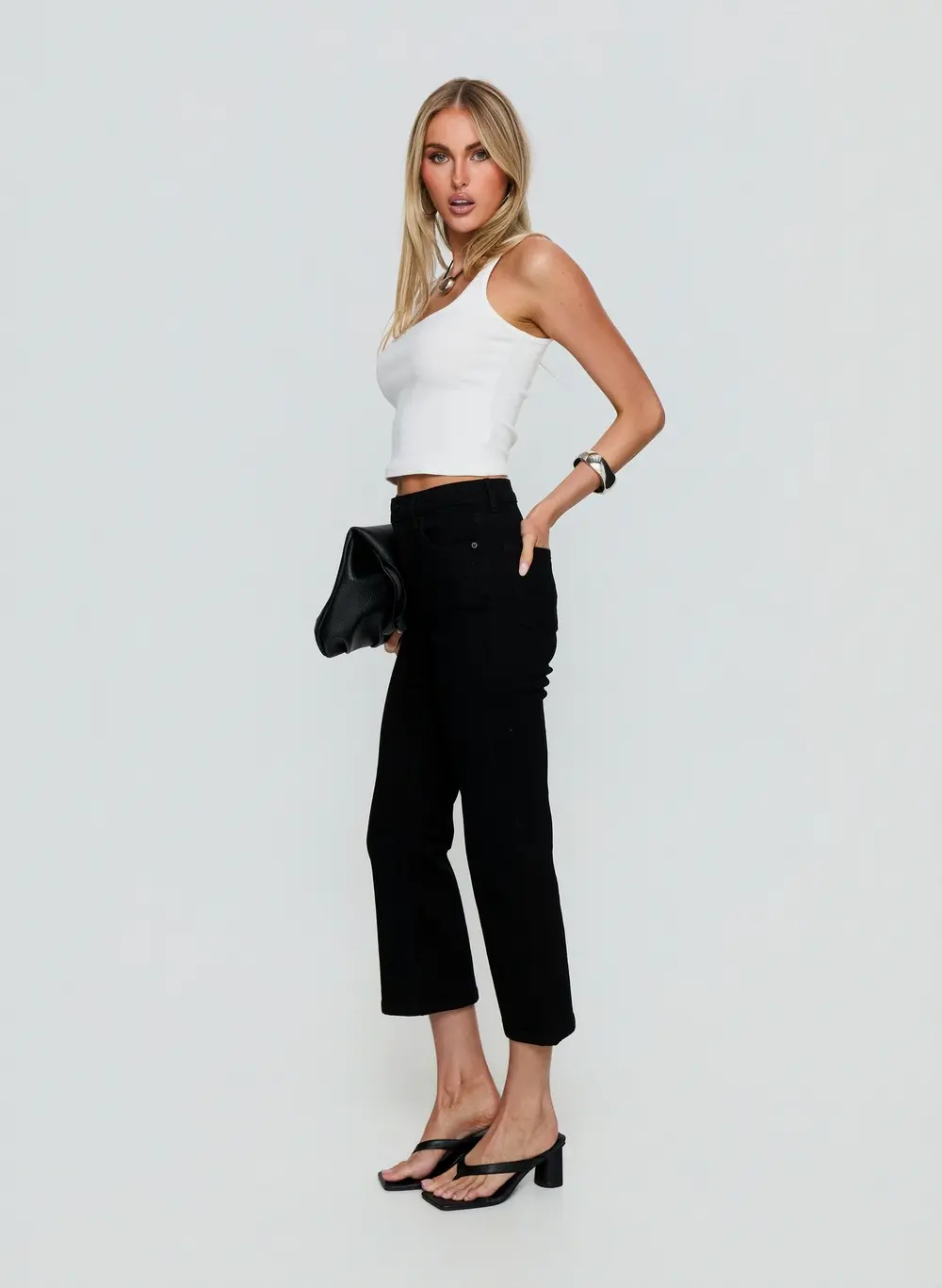Cindee High Rise Cropped Jeans Jet Black