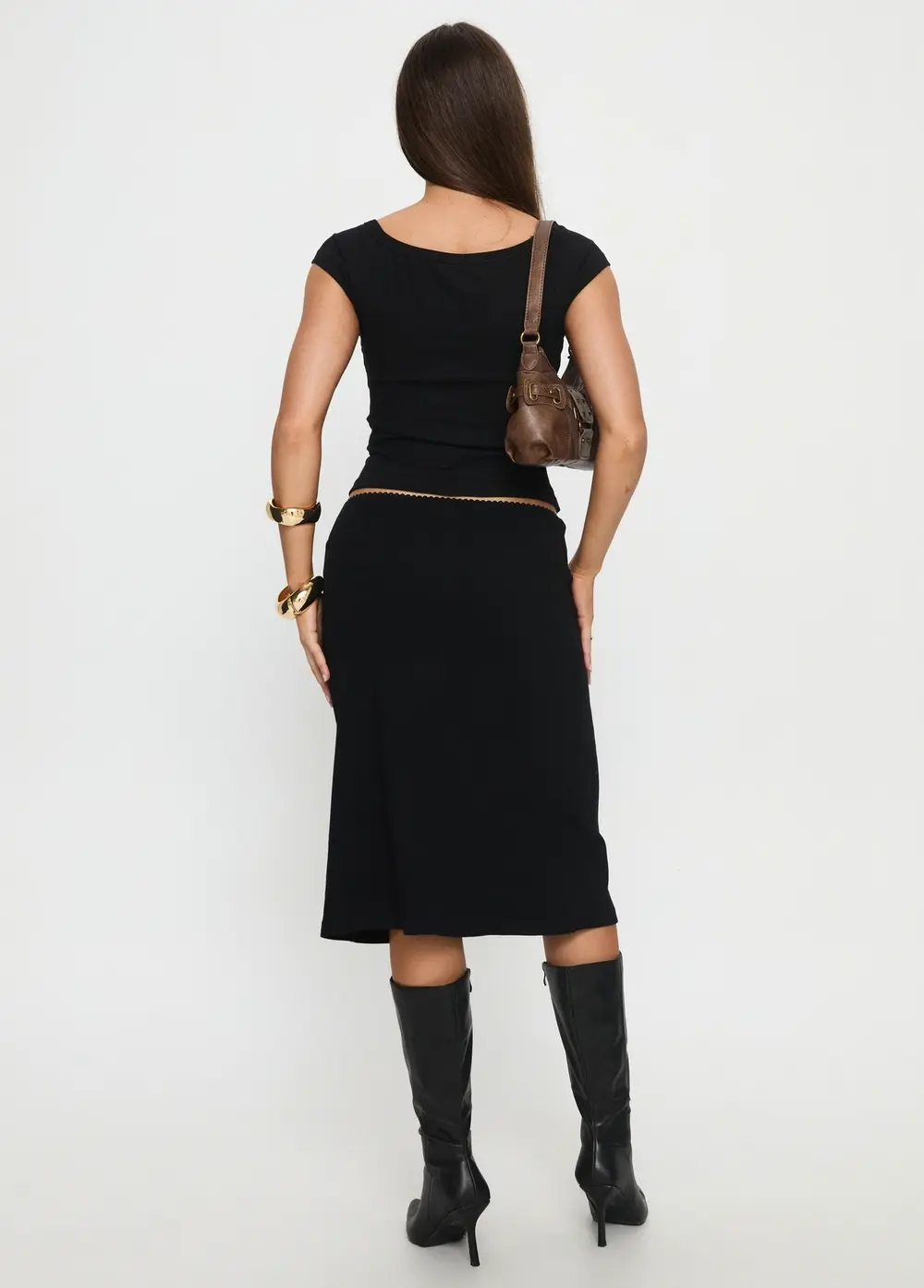 Baseline Rib Midi Skirt Black