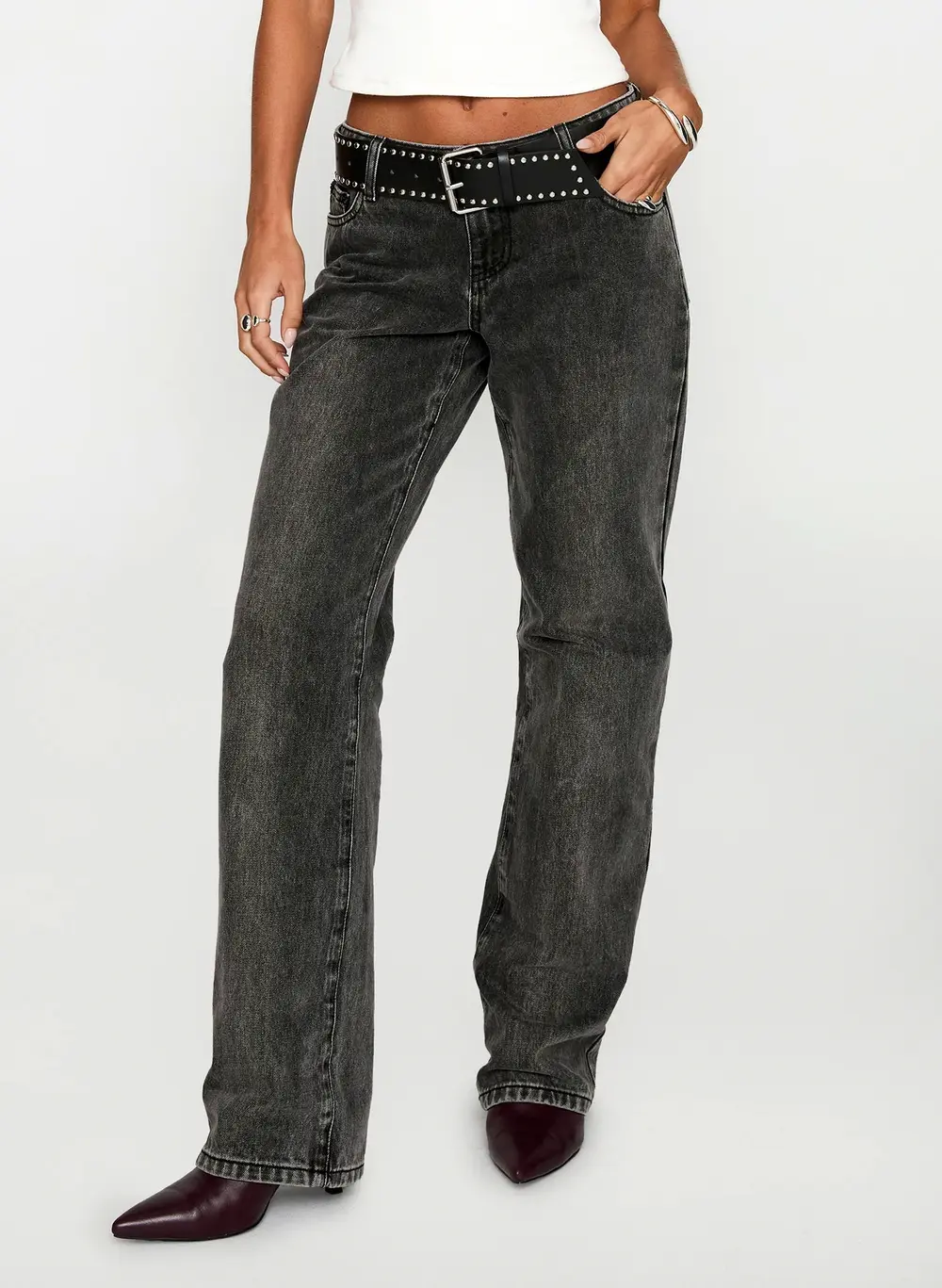 Better Half Low Rise Straight Leg Jeans Charcoal