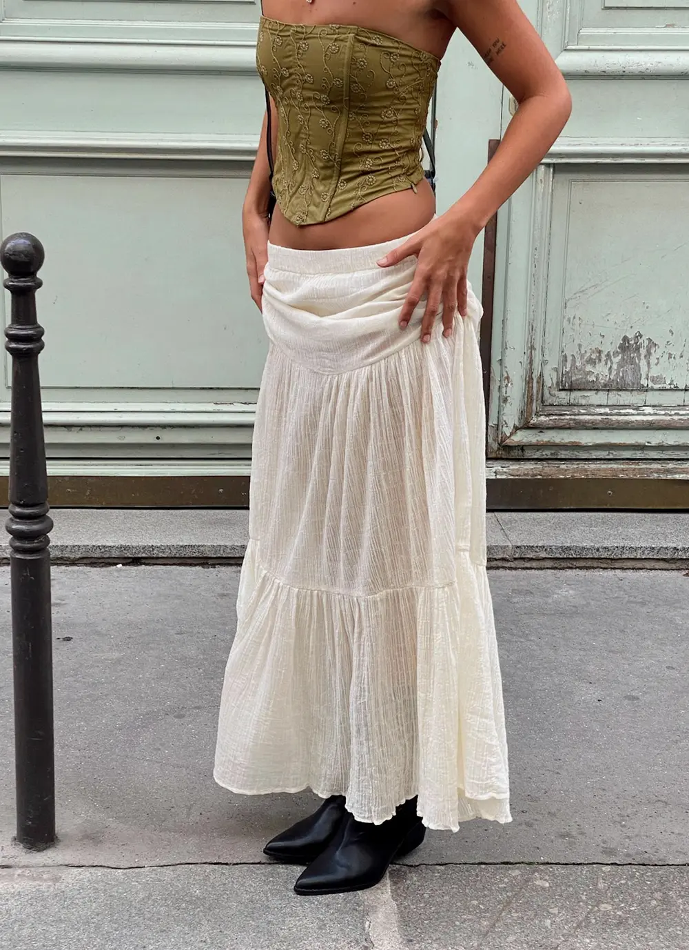 Gilchrist Low Rise Maxi Skirt Ivory Low impact