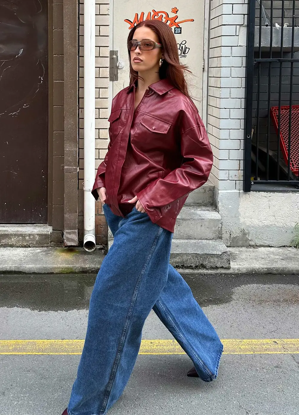 Ramos Low Rise Wide Leg Jeans Mid Blue Wash