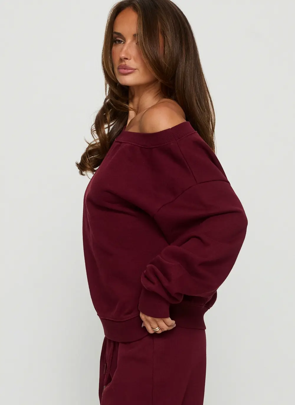 Wellness Off the Shoulder Jumper Currant