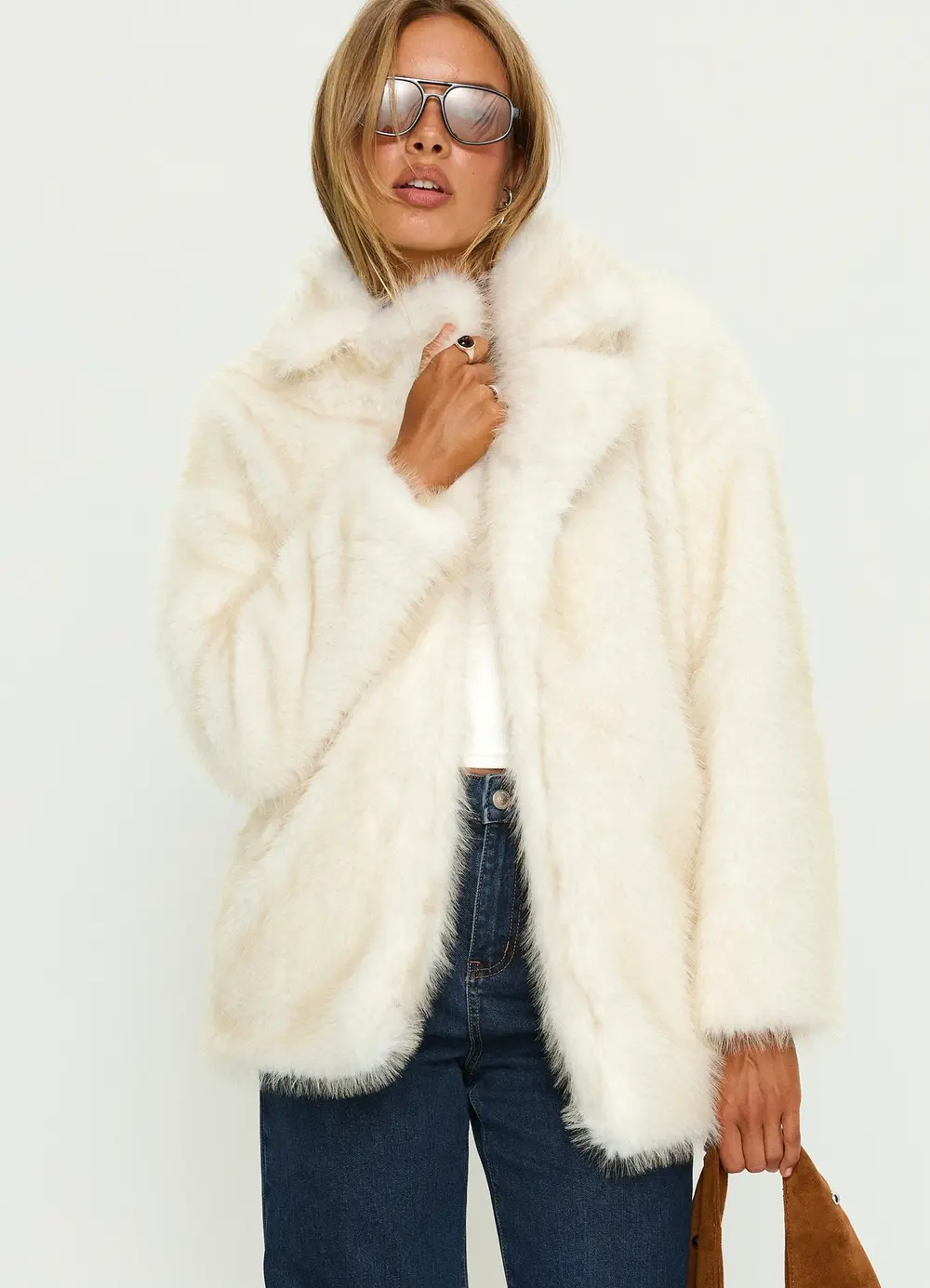 Clova Faux Fur Coat White