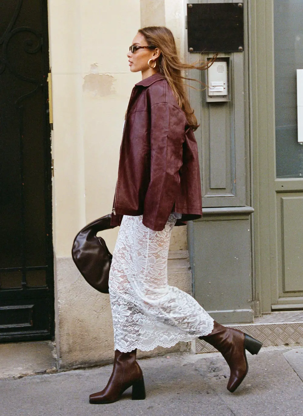 Napoleon Faux Leather Jacket Burgundy