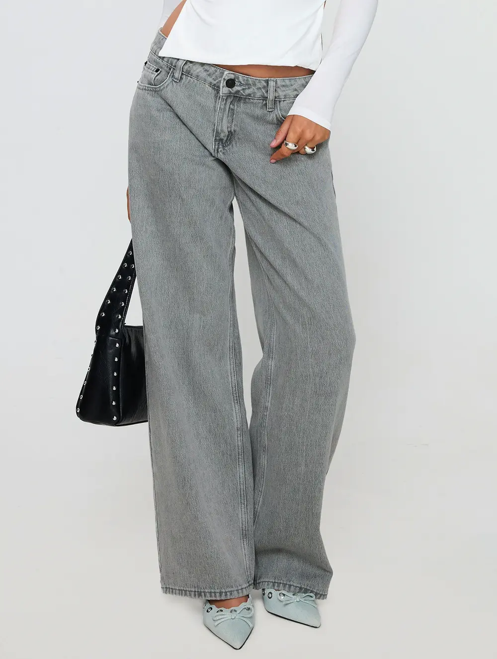 Ellanor Low Rise Straight Leg Jeans Washed Grey Petite