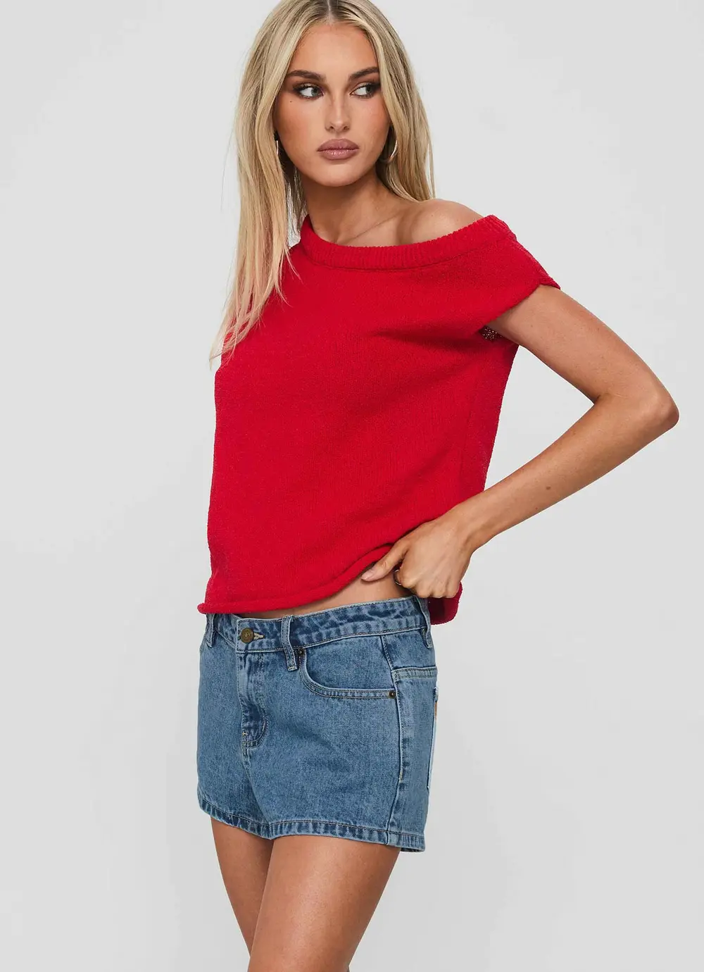 Dreamful Low Rise Mini Denim Shorts Mid Blue Wash