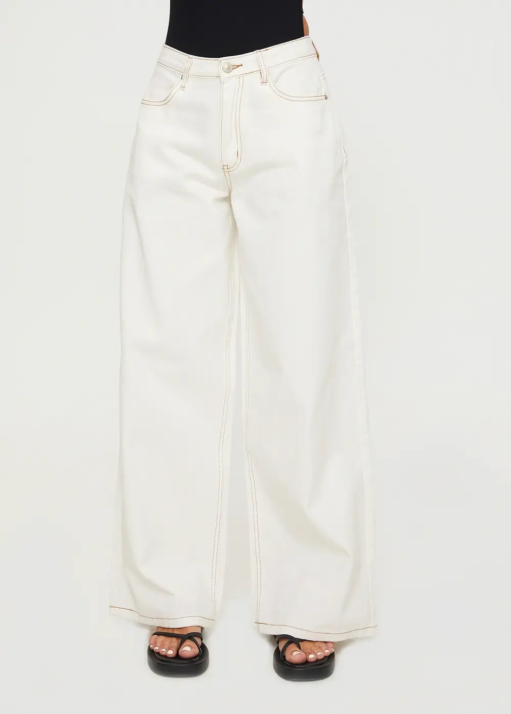 Naylor Mid Rise Wide Leg Jeans Cream