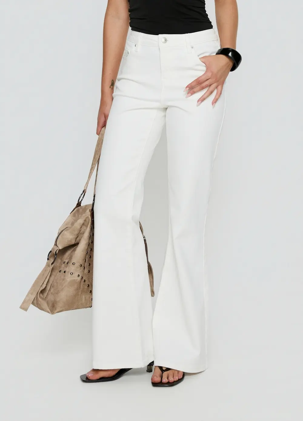 Magic Mirror Mid Rise Bootleg Jeans Ecru