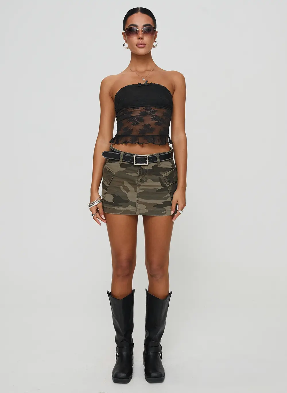Zakai Cargo Denim Mini Skirt Camo