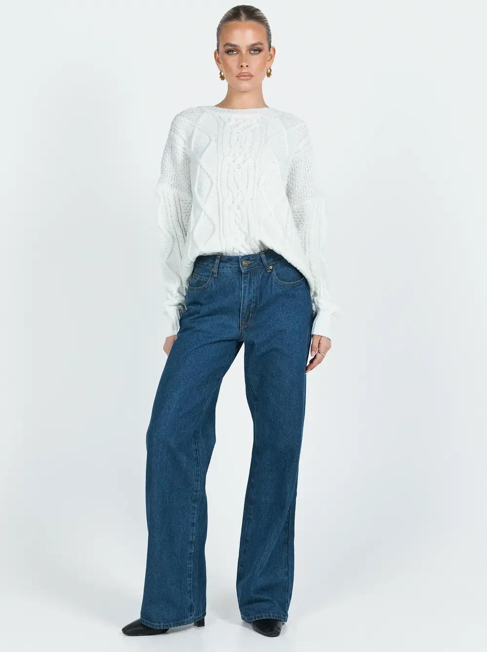 Top Model Low Rise Straight Leg Jeans Dark Denim