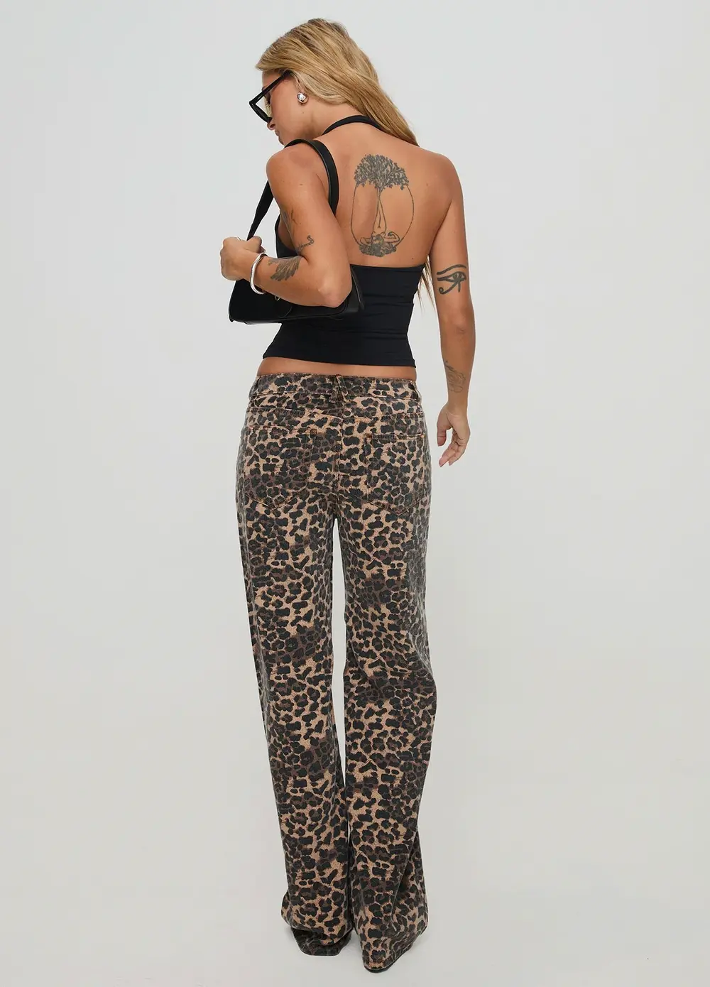 Top Model Low Rise Straight Leg Jeans Leopard