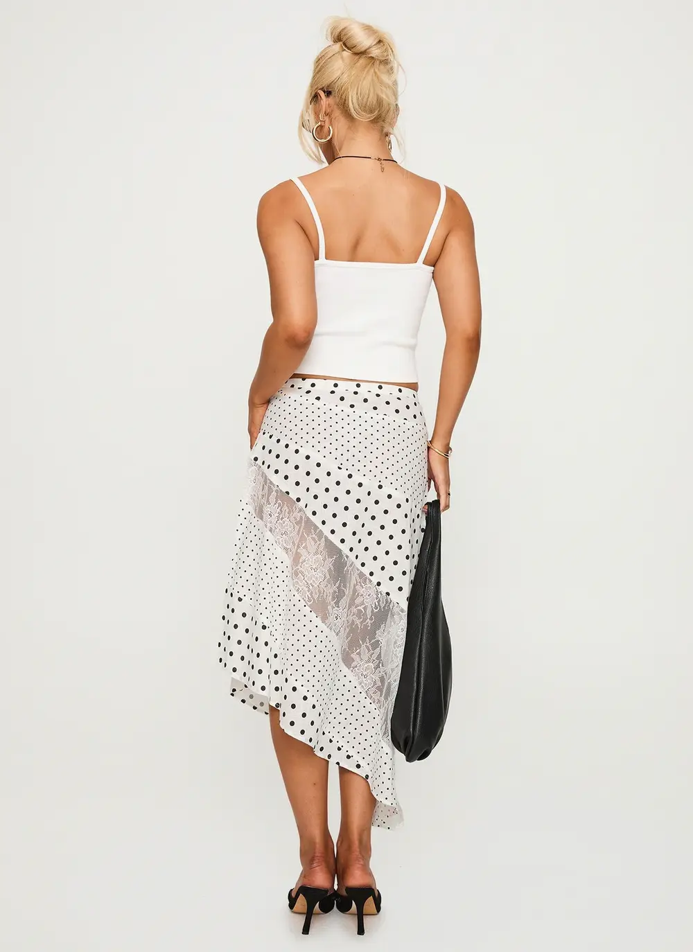 Rennar Maxi Skirt White / Polka Dot