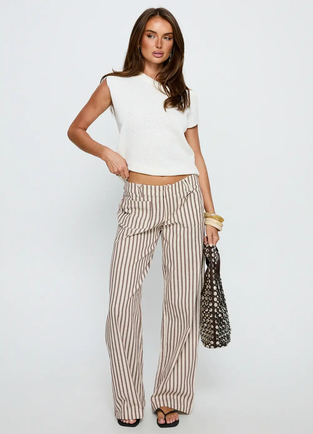 Vendi Low Rise Pant Brown Stripe