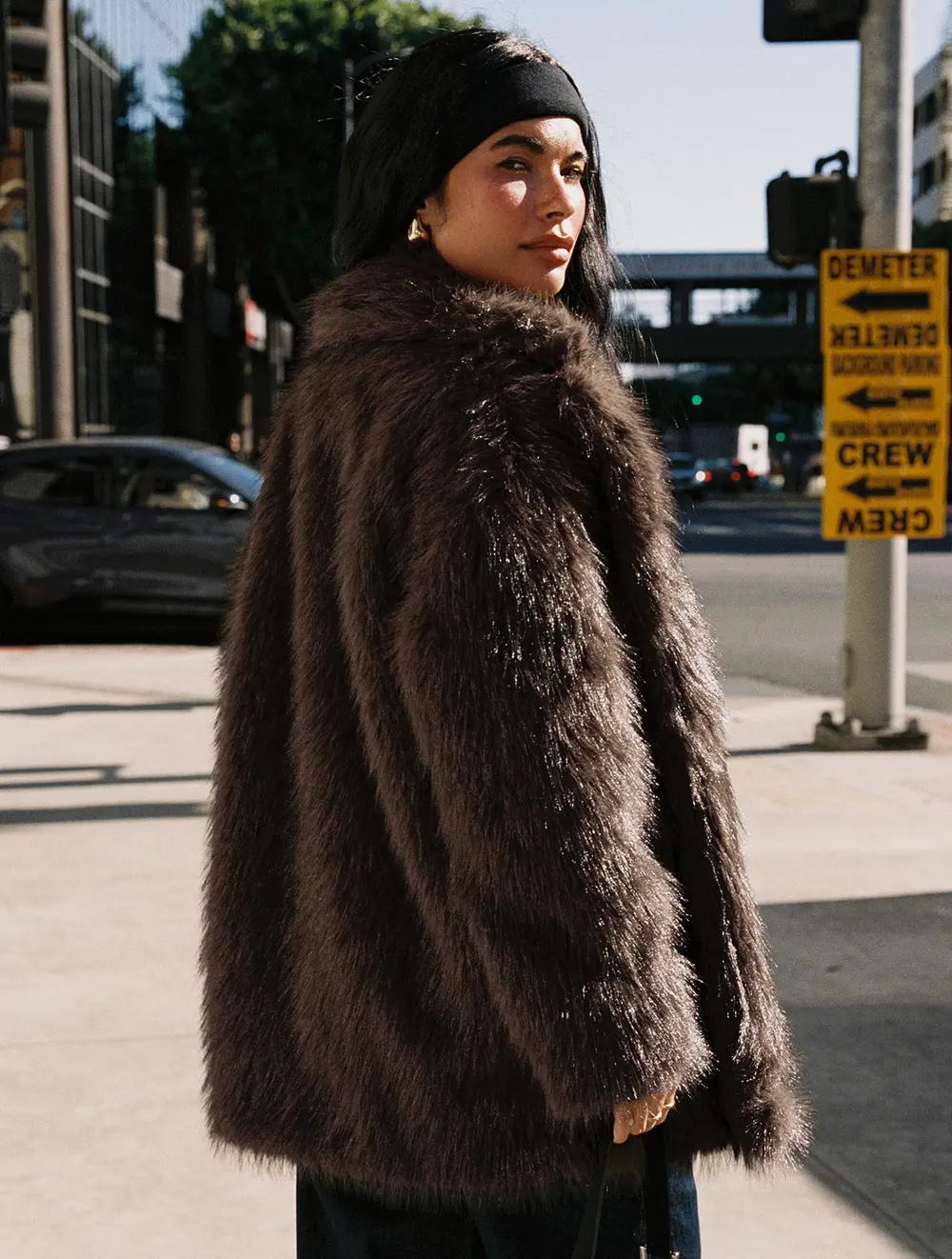 Super Trouper Faux Fur Jacket Brown