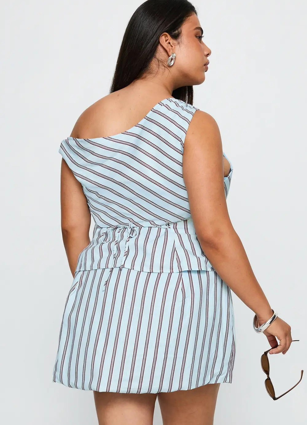 Gulliver Tie Side Mini Skort Blue / Maroon Stripe Curve