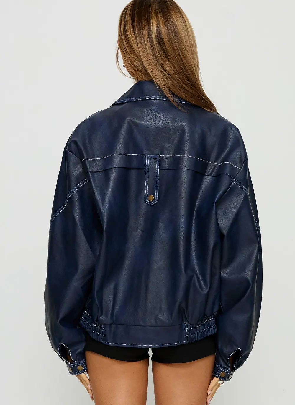 Jaxton Faux Leather Jacket Navy
